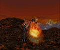 Saurophaganax using Volcano Burst in the DS