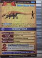 Back of Edmontonia arcade card (English Series 2 3rd Edition)