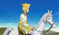 Sanzo riding his horse, contemplating