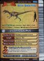 Back of Dilophosaurus arcade card (English S2 1st Edition)