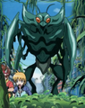Teal Mantis Monster chasing the D-Team