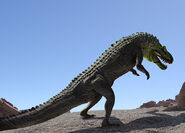 Saurosuchus rearing up on its hind legs.