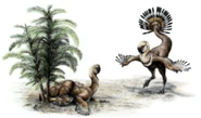 Reconstruction of male Ajancingenia displaying to female