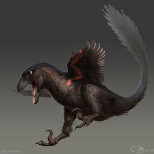 1) Deinonychus 2) Pterodactyl 3) Archaeopteryx 4) Parasaurolophus 5)  Pachycephalosaurus