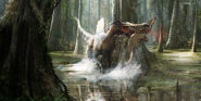 Spinosaurus hunting throughout the Swamps