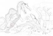 Spinosaurus vs carcharodontosaurus by aesirr ddkijgb-fullview
