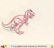 FANTASIA ANIMATION DRAWING - DINOSAUR - T-REX - RARE!!!