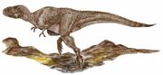 Indosuchus walking on rocks