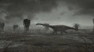 Another scene from Planet Dinosaur (2011), this time showing one of the last Magyarosaurus struggling to find food 4 months after the asteroid.
