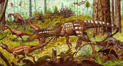Tachiraptor hunting a herd of Laquintasaura