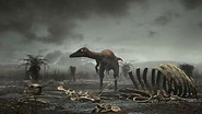 Bradycneme after the asteroid impact. (Planet Dinosaur)