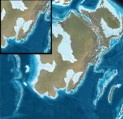 Map of Late Silurian North America, showing the Fort Erie, Ontario, where A. macrophthalmus and A