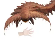 Omnidens compared to an average human hand by Christain M in Twitter.