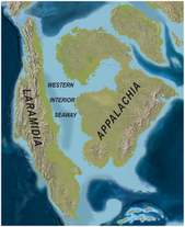 North America Late Cretaceous ( 75mya) Western Interoir Seaway map PLoS ONE.png
