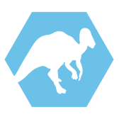 Edmontosauruksen logo Jurassic Worldin nettisivuilla