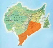 The approximate extent of the Chandaran Empire during the  (Fifth Kingdom period).
