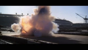 Brigg's is blown up in his car by the bomb Harry activated