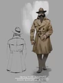 Concept art of Harry in the Pinball Maker's Coat and Dick Mullen's Hat