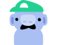 Wumpus with a Luigi hat and mustache