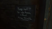 A note from Trimble outside the Geezer's office.