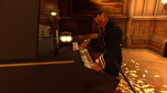 A City Watch Officer attempts to play the piano.