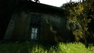 A shed in the yard.