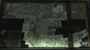 A map of the lower part of Gristol and most of Serkonos hanging on a wall in the lighthouse.