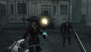 A bullet before it hits Daud in The Knife of Dunwall.