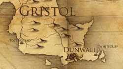 Dunwall indicated on a cartographer's map.