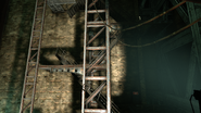 The stairs to the refinery building moving to the "up" position.