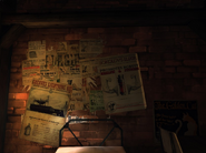 A poster cluster in Corvo's room.