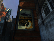 An advertisement for the Golden Cat in the Old Port District.