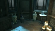 Various urns found inside the safe room.