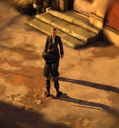 Pratchett speaks with a City Watch Officer.