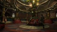 Concept art of the Golden Cat's parlor.