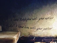 Some graffiti in an abandoned apartment.