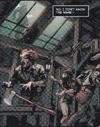 Corvo appearing at a window in the Roaring Boys' hideout in the second issue.