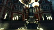 Corvo arrives at the courtyard of the Boyle mansion.