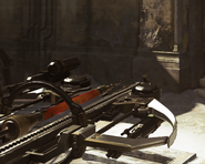 Corvo's crossbow loaded with a stinging bolt.