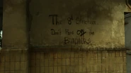 Butchers' graffiti in the slaughterhouse.