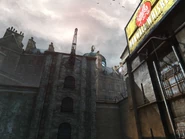 The dome of the Golden Cat, seen from the Dunwall Whiskey Distillery.