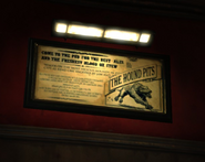 A sign in the Hound Pits Pub, advertising "the freshest blood ox stew".