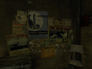 A poster cluster near Jelly's safe.