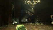 Interior of Bunting's apartment.