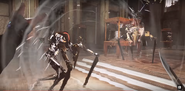 Corvo using Windblast, as seen in a Dishonored 2 trailer.