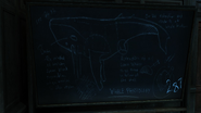 Chalkboard showing whale and safe combination at the Galvani Residence.