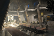 Concept art of the dining hall.