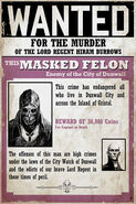 A Wanted poster featuring the death of Hiram Burrows.