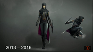 Early concept art of Emily's costume in Dishonored 2.