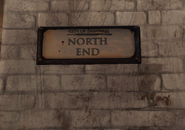 A sign for the North End, close-up.